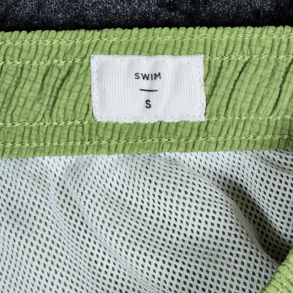 PacSun Mens Green Textured Seersucker Swim Trunks Shorts Small Drawstring Mesh